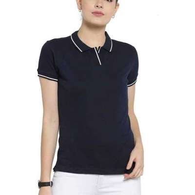 Women’s Organic Cotton Polo Black White T-Shirt Profile Picture