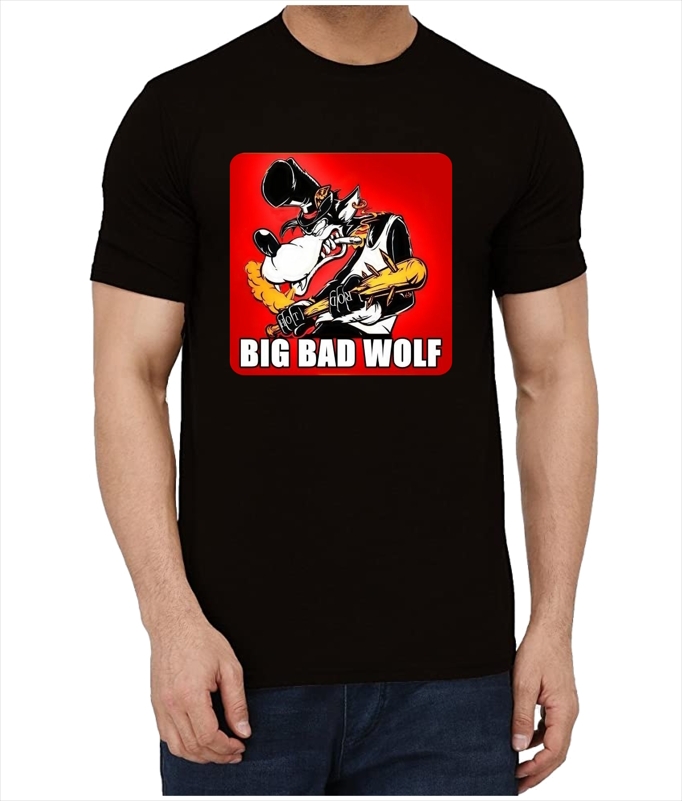 Round Neck Black & White T-shirt BIG BAD WOLF – Delhi Digital Print