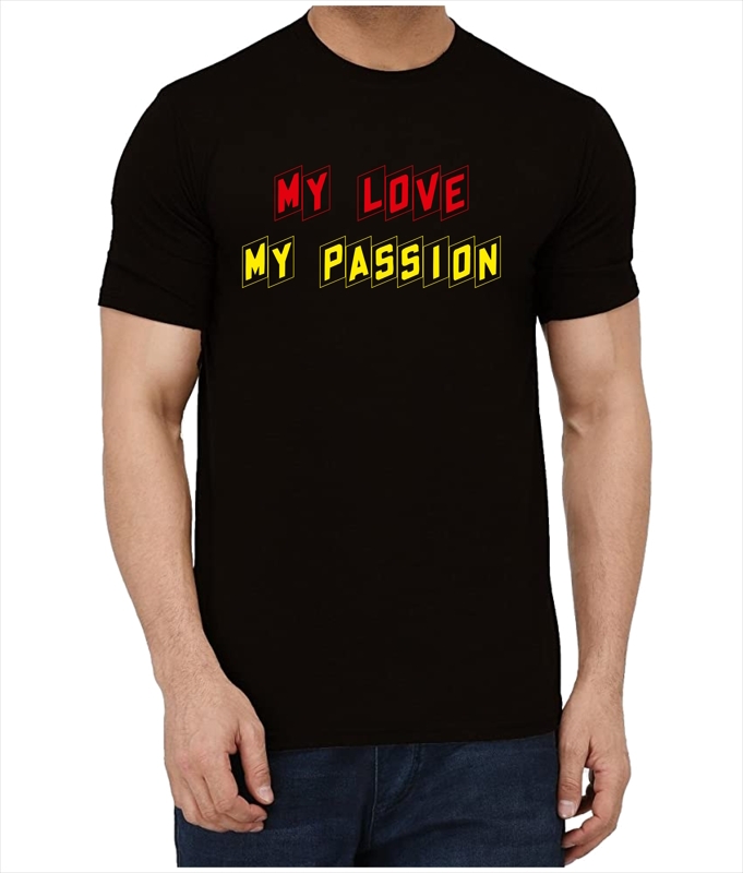 Round Neck Black & White T-shirt MY LOVE MY PASSION – Delhi Digital Print